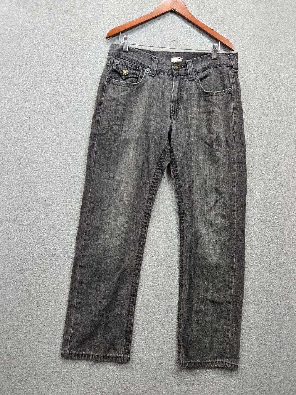 True‎ Religion Men Jeans 34 Gray Denim Rainbow Billy Straight 30" Inseam READ